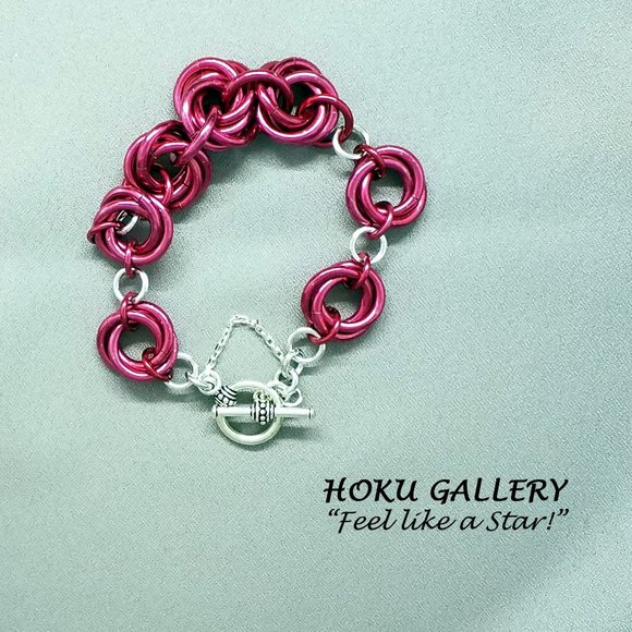 NWOT Chainmaille Bracelet!!  Mobius weave in Rose Anodized Aluminum Rings, 8" - Picture 8 of 10